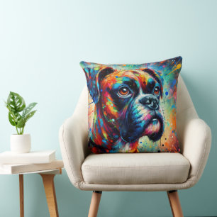 Cojín Decorativo Pintura de perro de arte pop colorista impresionis