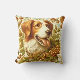 Cojín Decorativo Pintura de perro de Bretaña vintage