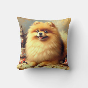 Cojín Decorativo Pintura de perro pomerania vintage