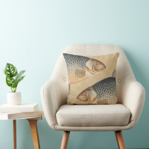 Cojín Decorativo pintura de pesca de carpa dibujo de agua dulce