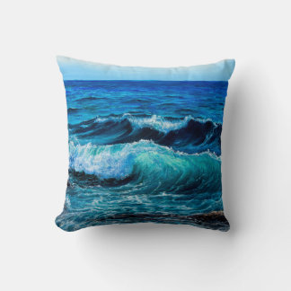 Cojín Decorativo Pintura de petróleo que muestra olas en el océano 