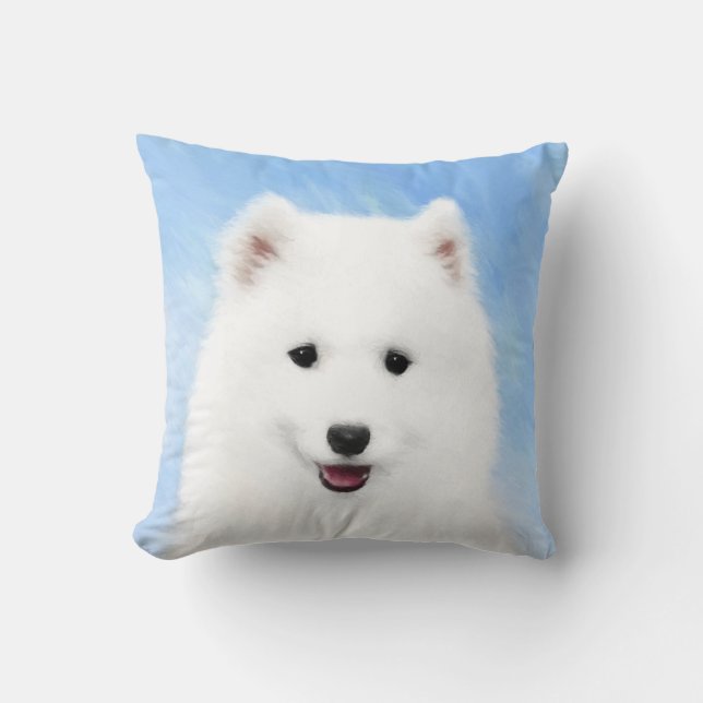 Cojín Decorativo Pintura de pimienta de Samoyed - Arte Perro Origin (Anverso)