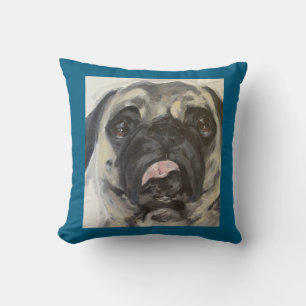 Cojín Decorativo Pintura de Pug dulce y tonto