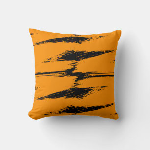Cojín Decorativo Pintura de roca de pincel negro y naranja