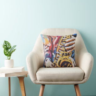 Cojín Decorativo Pintura de Saxofón - Regalo para Amantes de la Mús