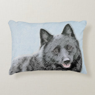 Cojín Decorativo Pintura de Schipperke - Arte Perro Original Cuto