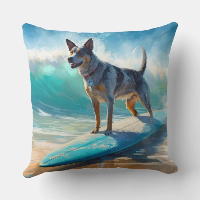 Cojín Decorativo Pintura de surf Blue Heeler Beach (Reverso )