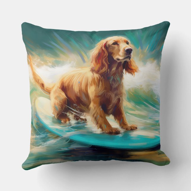 Cojín Decorativo Pintura de surf Cocker Spaniel Beach (Reverso )