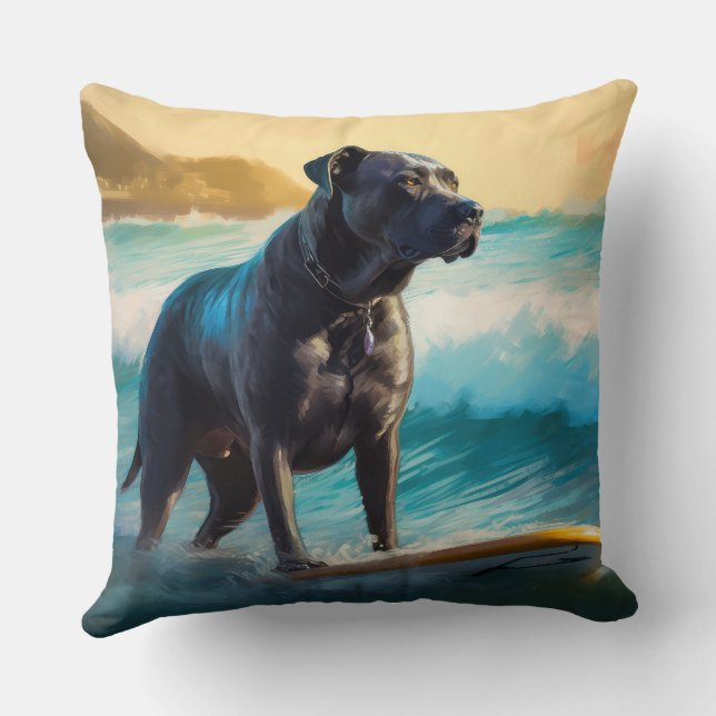 Cojín Decorativo Pintura de surf de Cane Corso Beach (Reverso )