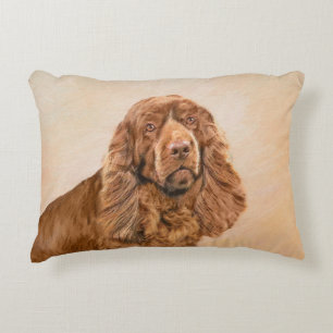 Cojín Decorativo Pintura de Sussex Spaniel - Arte de perro original