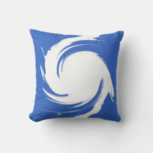 Cojín Decorativo Pintura de Swirl Retro Azul y Blanco Resumen de ar