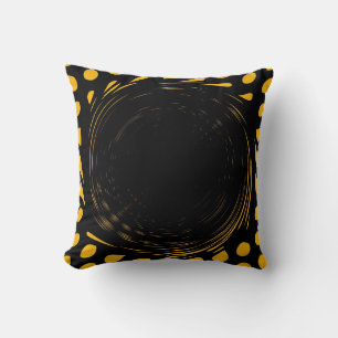 Cojín Decorativo Pintura de Swirl Retro Negra y Amarilla Resumen de