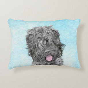 Cojín Decorativo Pintura de Terrier Ruso Negro - Perro Original Lin