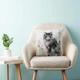 Cojín Decorativo Pintura de tinta animal de gato
