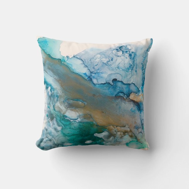 Cojín Decorativo Pintura de tinta de alcohol de glaciar de fusión (Anverso)