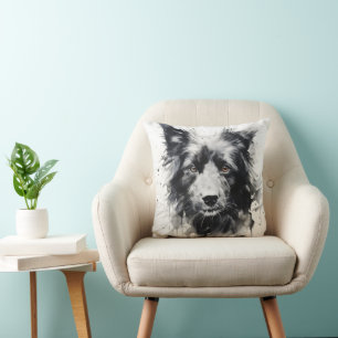 Cojín Decorativo Pintura de tinta de la cabeza del perro