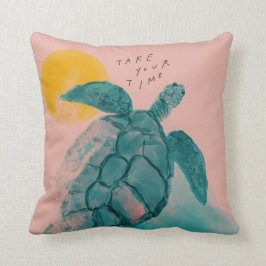 Cojín Decorativo Pintura de tortuga marina rosa