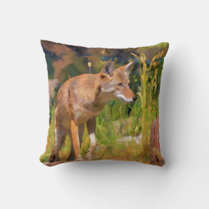 Cojín Decorativo Pintura de vida salvaje en el Coyote de Verano
