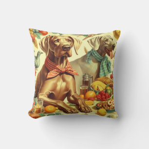 Cojín Decorativo Pintura de Weimaraner Vintage