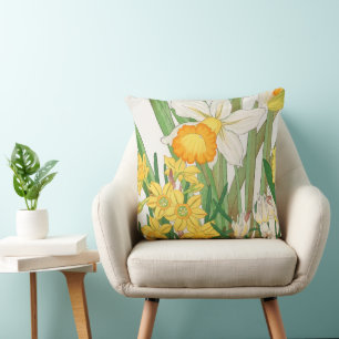 Cojín Decorativo Pintura en bloque de madera de narciso, Tanigami K