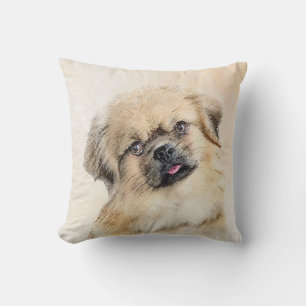 Cojín Decorativo Pintura española tibetana - Arte de perro original