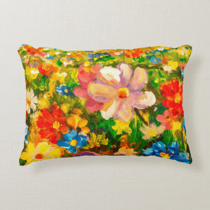 Cojín Decorativo Pintura Glade de grandes flores silvestres colorid