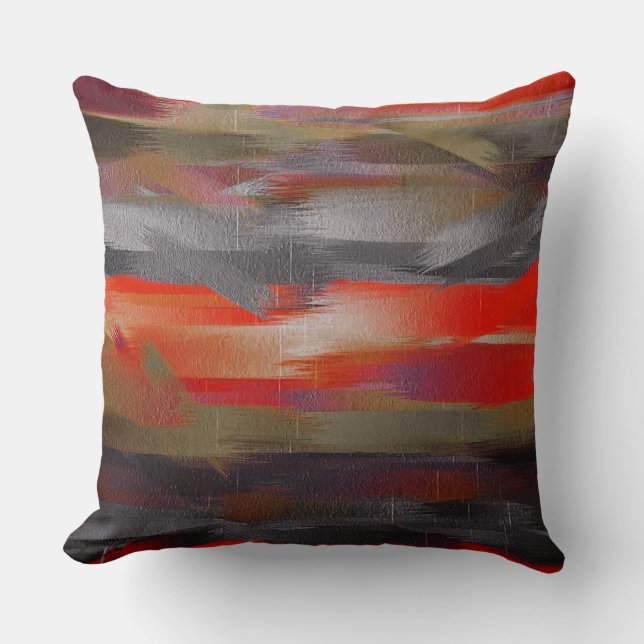 Cojín Decorativo Pintura gris roja abstracta (Anverso)