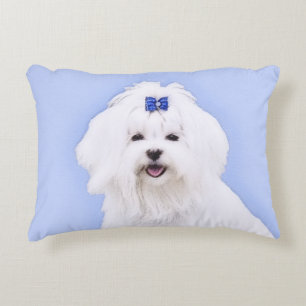 Cojín Decorativo Pintura maltesa - Arte de perro original muy lindo