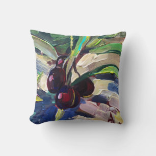 Cojín Decorativo pintura moderna, aceitunas en una rama