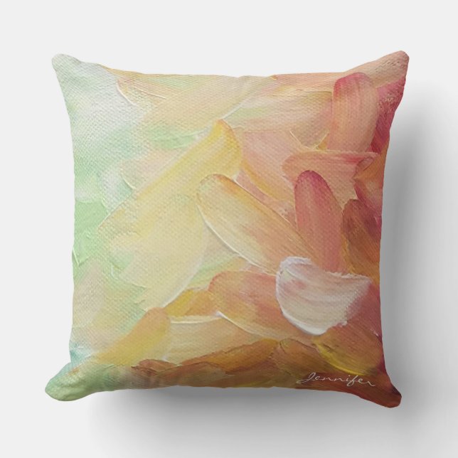 Cojín Decorativo Pintura moderna de oro rojo Verde azulado (Anverso)