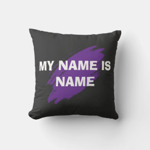 Cojín Decorativo Pintura morada texto personalizado