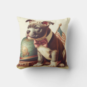 Cojín Decorativo Pintura retro-estadounidense de Toro Terrier