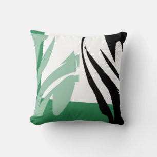 Cojín Decorativo Pintura Retro Verde Blanco Negro Resumen Art Deco