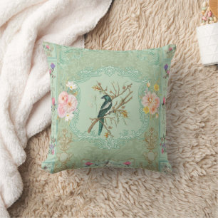 Cojín Decorativo Pintura Rococó Floral Pastel Victoriana Antigua