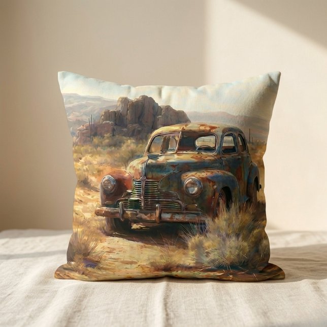 Cojín Decorativo Pintura rústica de coche vintage del desierto (Subido por el creador)