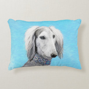 Cojín Decorativo Pintura Saluki (plateada) - Arte Perro Original.