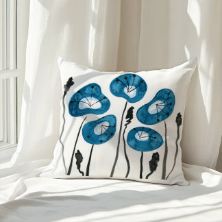 Cojín Decorativo Pintura verde azulada azul-moderna de amapola