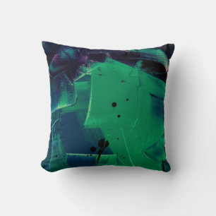 COJÍN DECORATIVO PINTURA VERDE Y AZUL ABSTRACTA