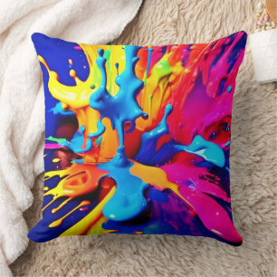 Cojín Decorativo Pintura vibrante Splash Art en colores negrita