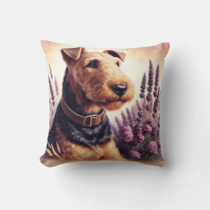 Cojín Decorativo Pintura Vintage de Airedale Terrier