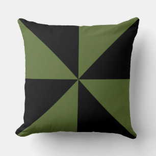 Cojín Decorativo Pinwheel Verde Oliva y Negro