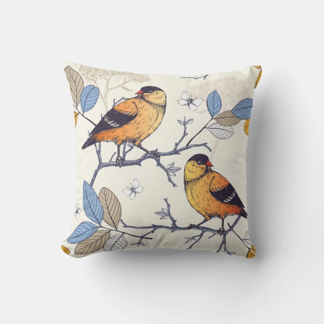 Cojín Decorativo Pinzón de oro (Anverso)