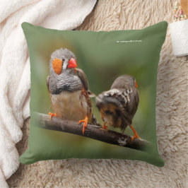 Cojín Decorativo Pinzones cebra descarados pájaros cantores en rama