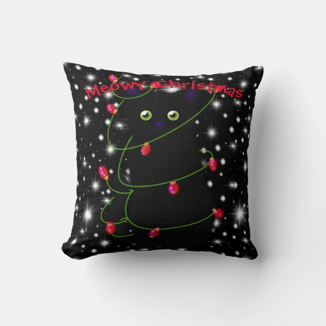 Cojín Decorativo Piowy cat Navidades estrellas de luces de trinquet (Anverso)