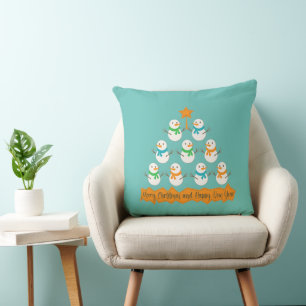 Cojín Decorativo pirámide de árbol de Navidad hecha de muñecos de n