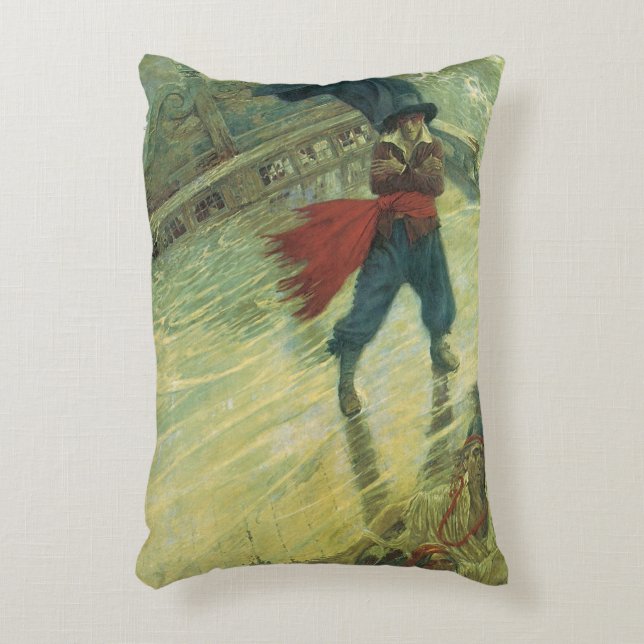 Cojín Decorativo Pirata Antiguo, El holandés errante de Howard Pyle (Frente (Vertical))