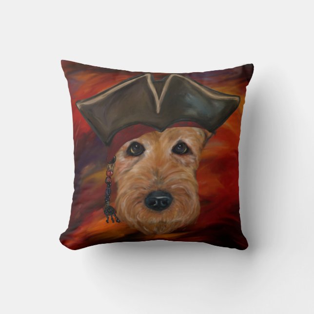 Cojín Decorativo Pirata de Airedale Terrier (Anverso)