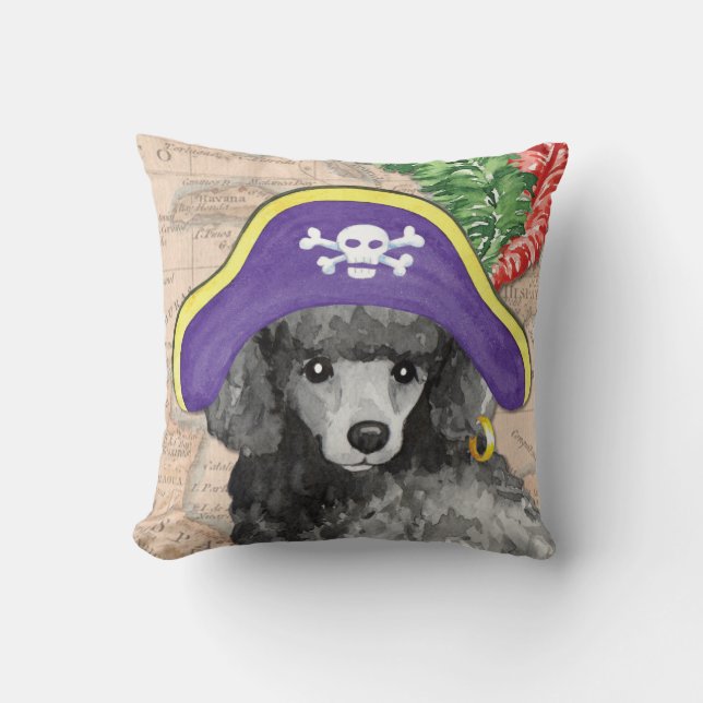 Cojín Decorativo Pirata de caniche en miniatura (Anverso)