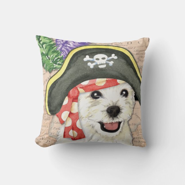 Cojín Decorativo Pirata de Westie (Anverso)