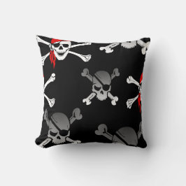 Cojín decorativo pirata Fiesta de cráneo en huesos